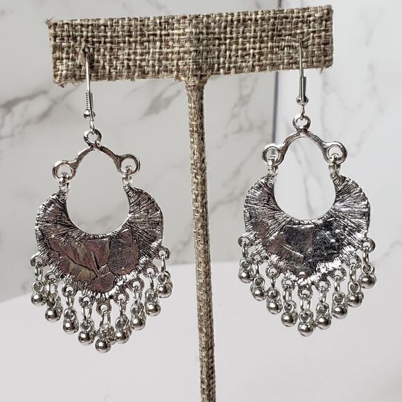 BOHEMIAN GYPSY Enameled Floral Beaded French Hook Earrings - Picture 5 of 7